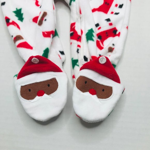 Just One You Made By Carter's Baby Size 6 Month Dark Santa Footed Pajama New - Picture 3 of 16